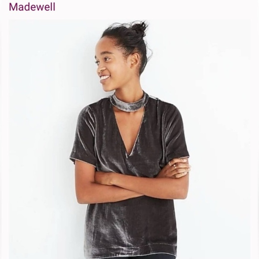 Madewell Charcoal Velvet Choker top size XS
